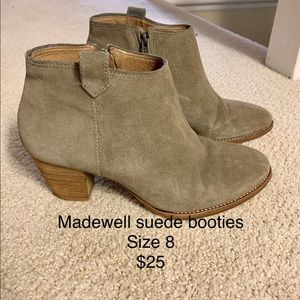 Madewell suede brown heeled booties US size 8